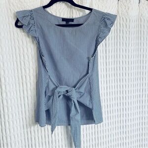 Sanctuary Navy Striped Ruffle Sleeve Blouse